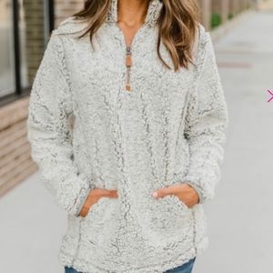 Pink Lily Sherpa Quarter Zip Pullover, Large